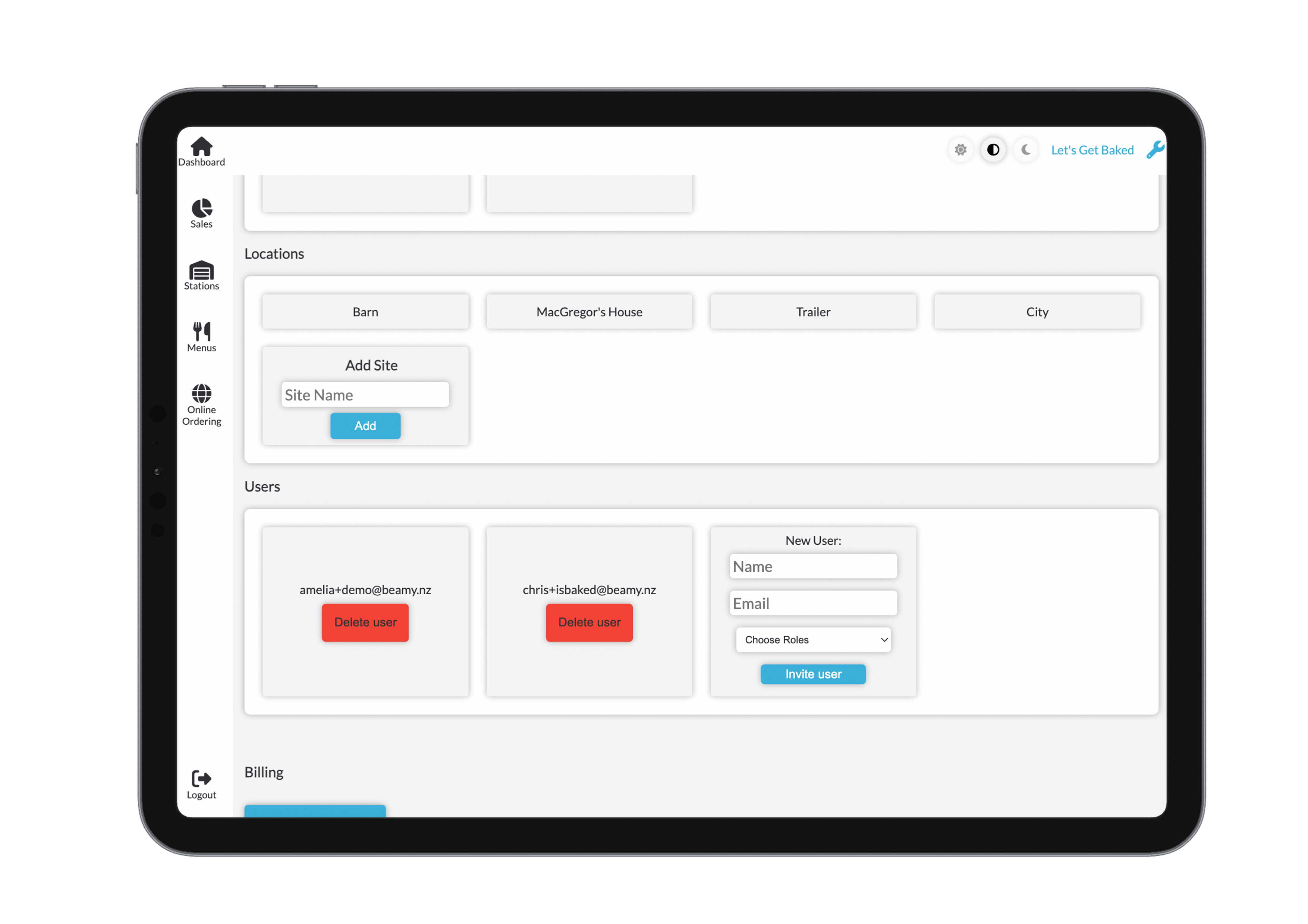 Add User and Site Light Mode
