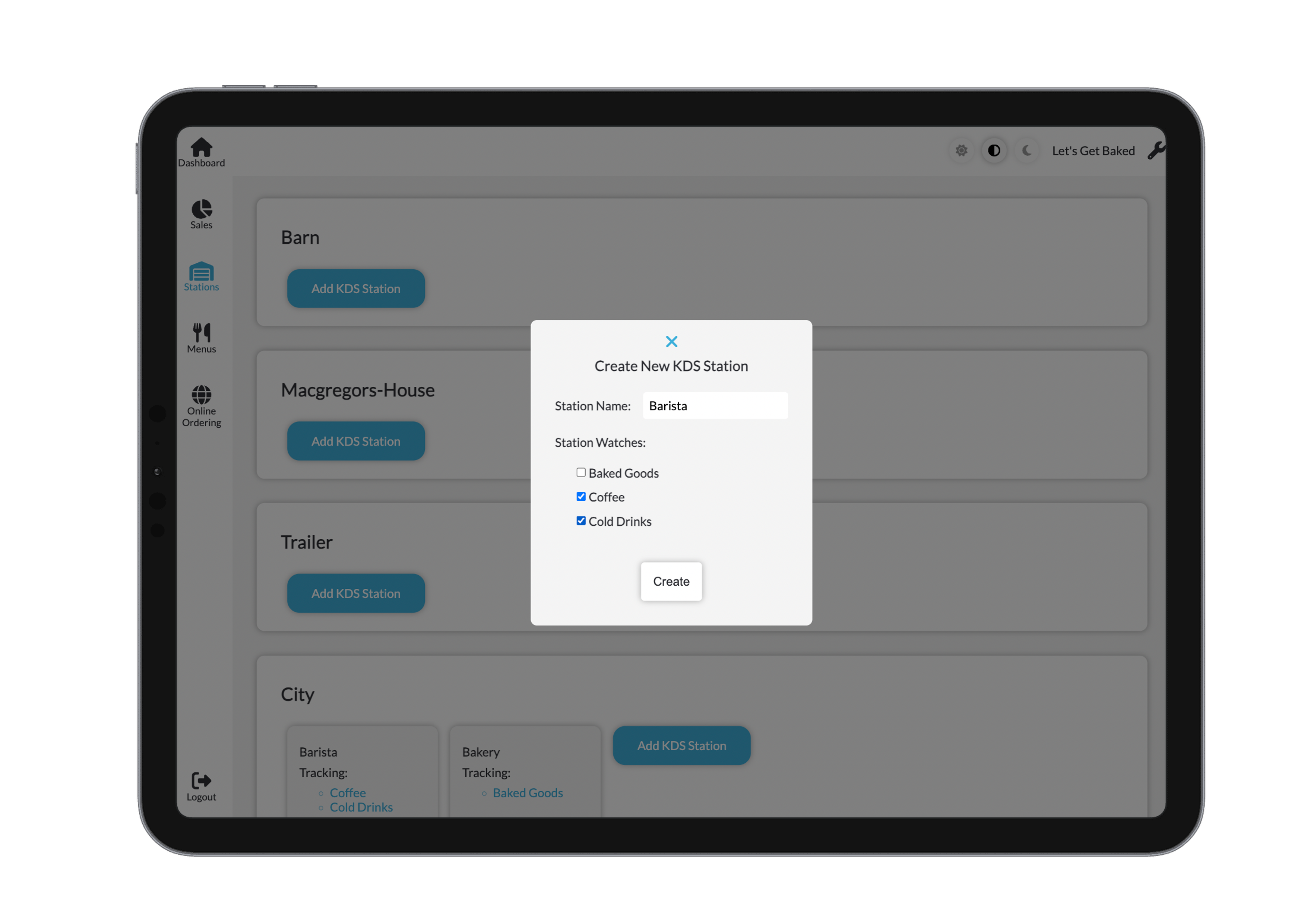 Create KDS Station Light Mode