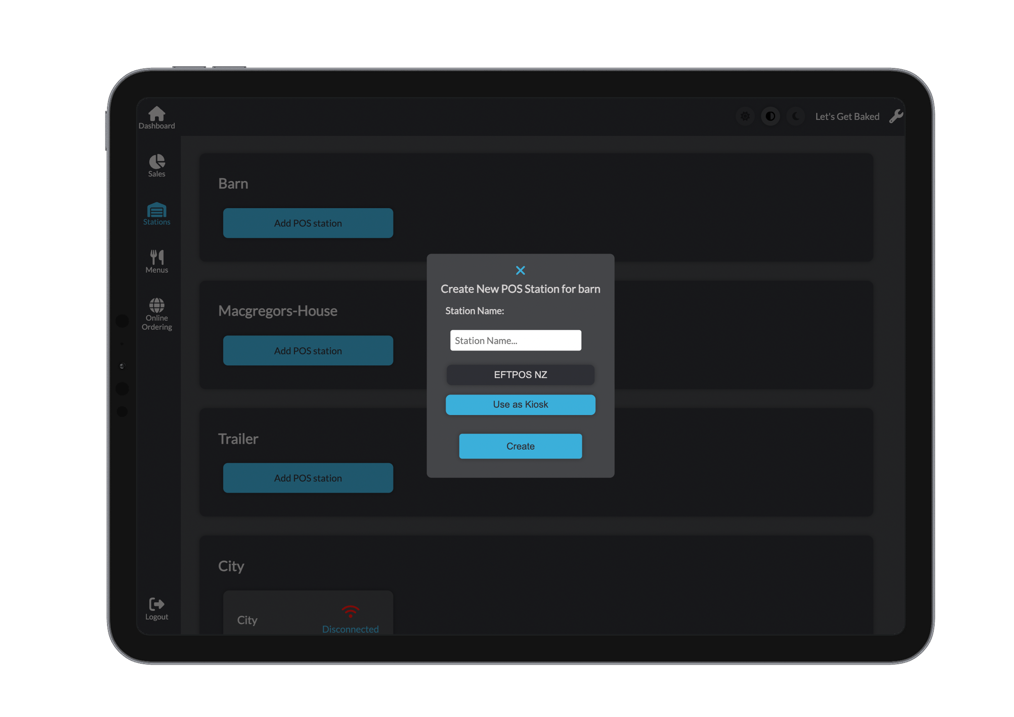 Create POS Station Dark Mode