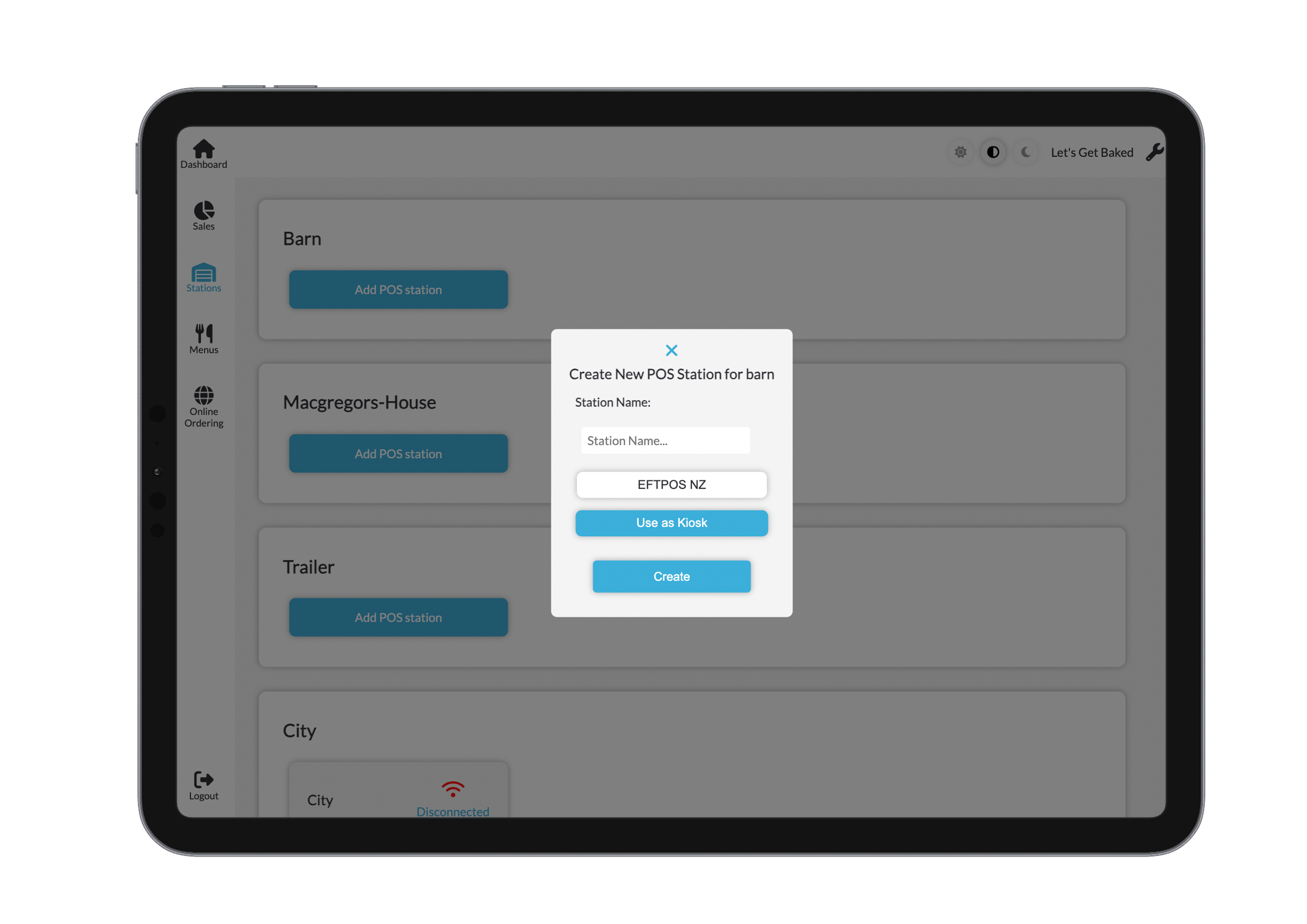 Create POS Station Light Mode