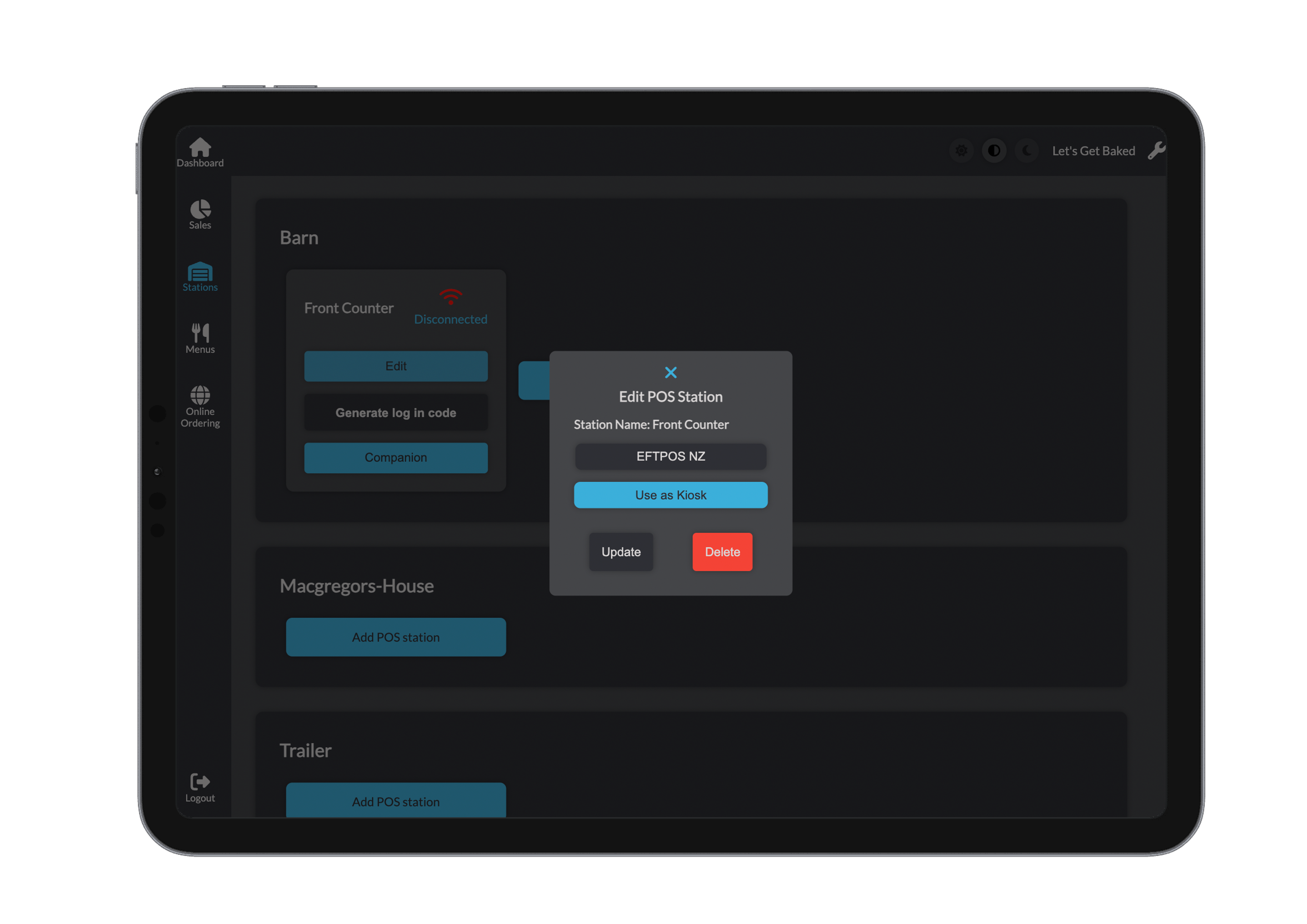 Update POS Station Dark Mode