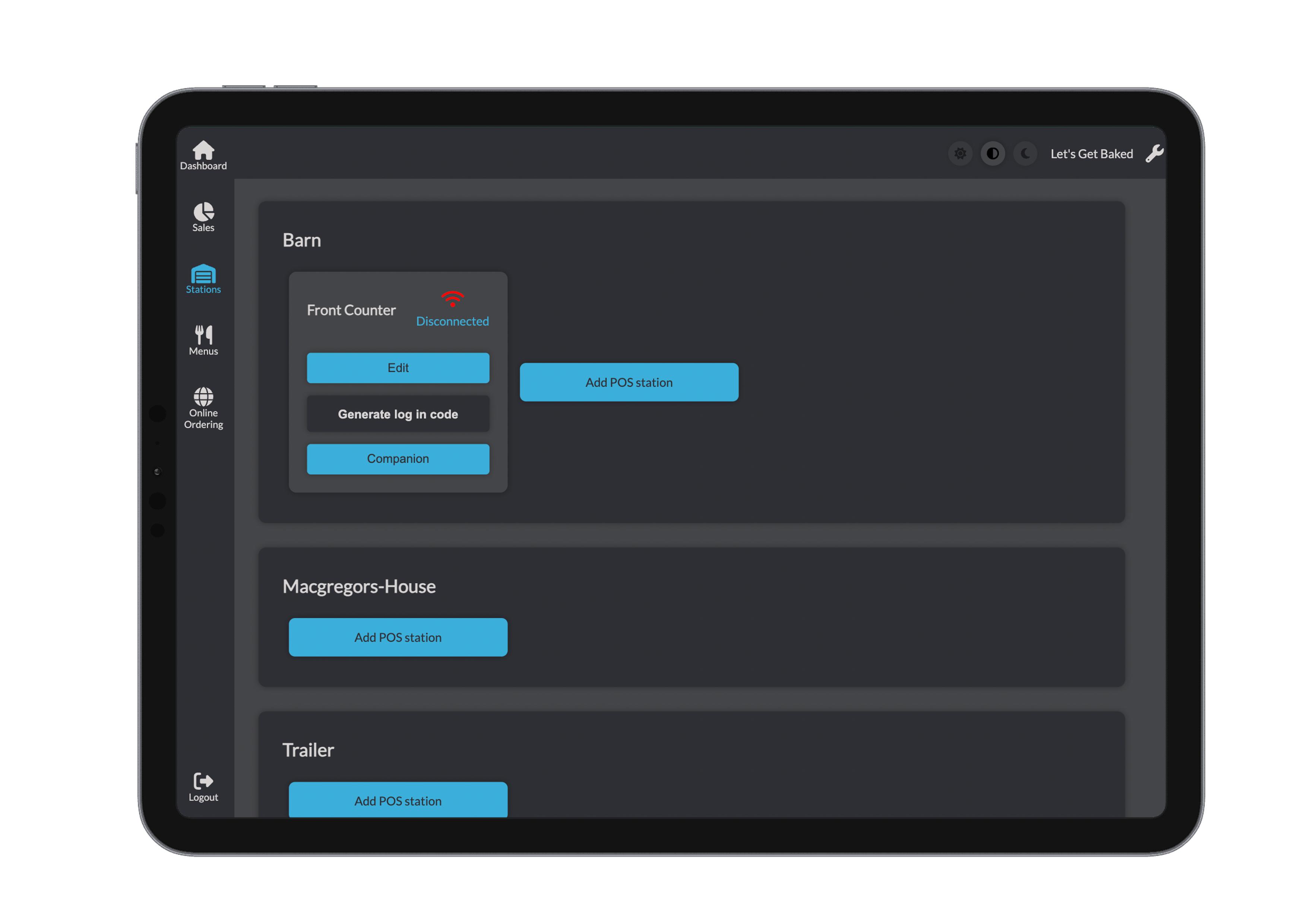 POS Stations Dark Mode