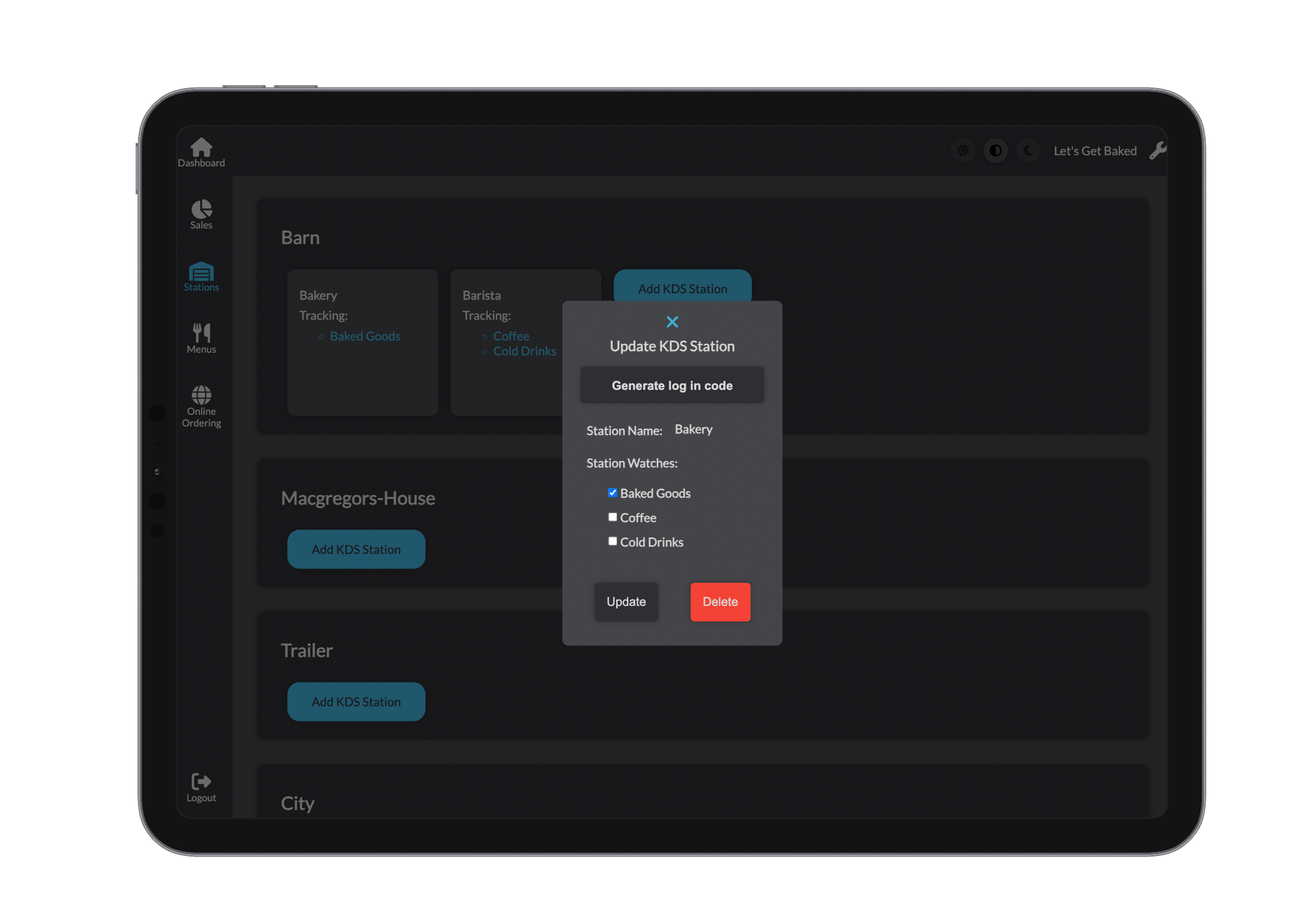Update KDS Station Dark Mode