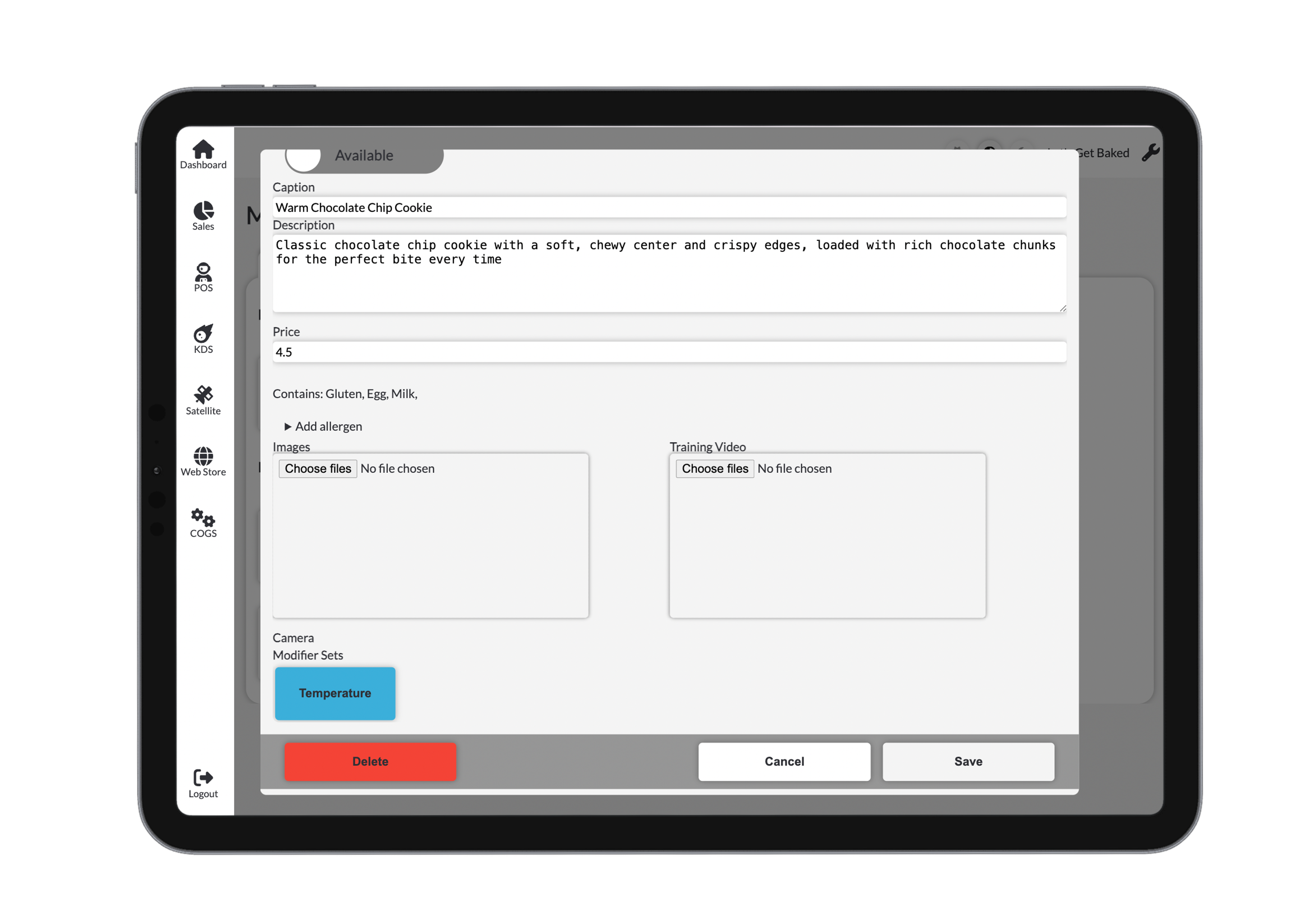 Product Modifier Sets